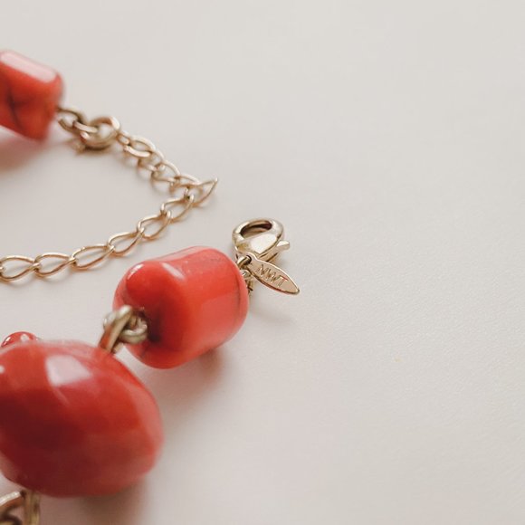 Avon Chunky Faux Stone Orange Beaded Chain Funky Bright Geometric Necklace - Picture 10 of 12